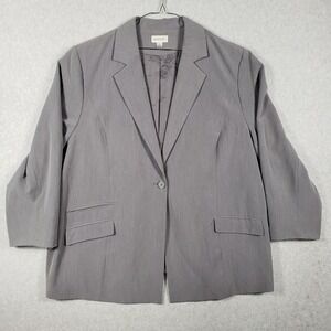 Avenue Plus Size 30/32 Grey Blazer Jacket Two Button‎ Professional Workwear